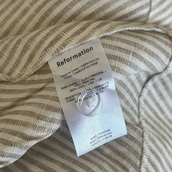 Reformation Balia Linen Midi Dress in Sandy Stripe | size 0 - Picture 10 of 10